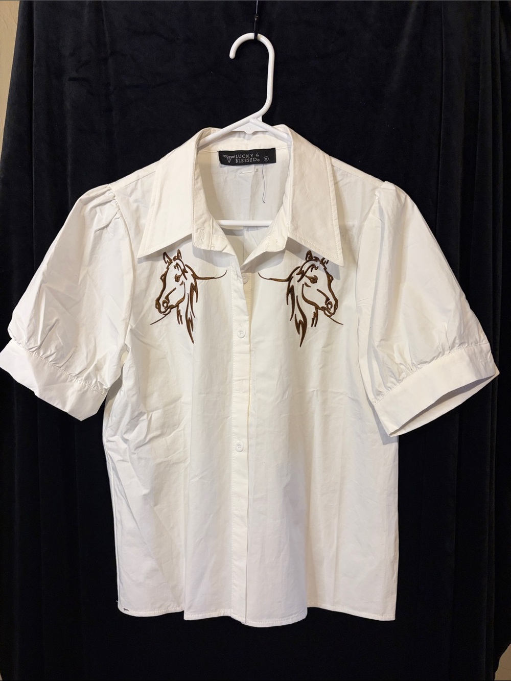 Lucky & Blessed white blouse size medium